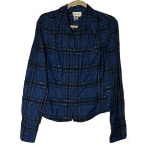 Coldwater Creek Blue Silk Blend Zipper Top Size Medium